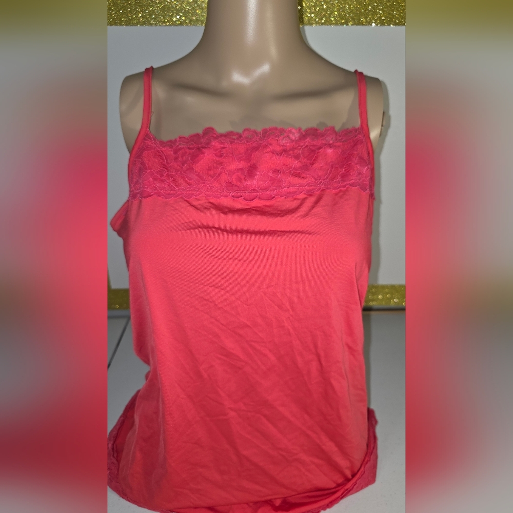 Maurices Coral Lace Stretchy Size M Cami-tank Adj.straps Lace Panels